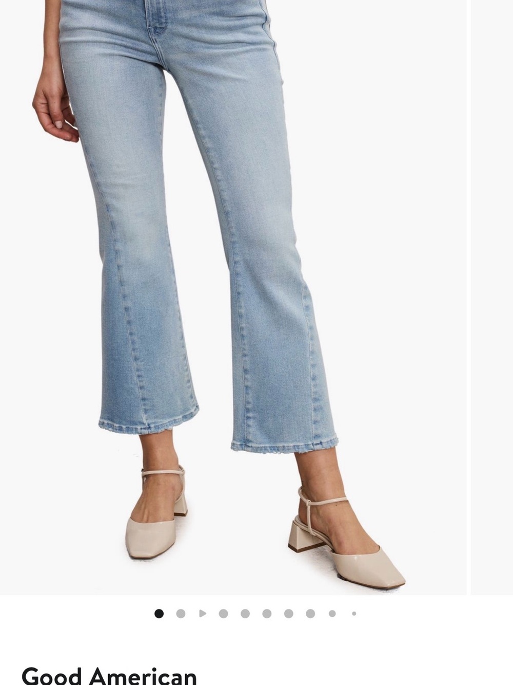 Good American Light Wash Bootcut Cropped Jeans